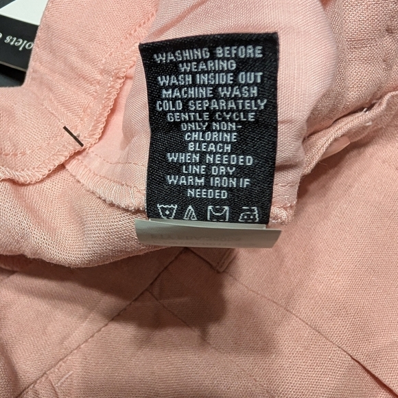 Violets And Roses Petal Pink Linen High Waisted Pleated Women's Pink Shorts 6/28 - Picture 8 of 10